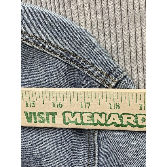 Boohoo MAN Official Denim Jacket Graphic Print Mens Large Blue Button Front - Picture 4 of 16